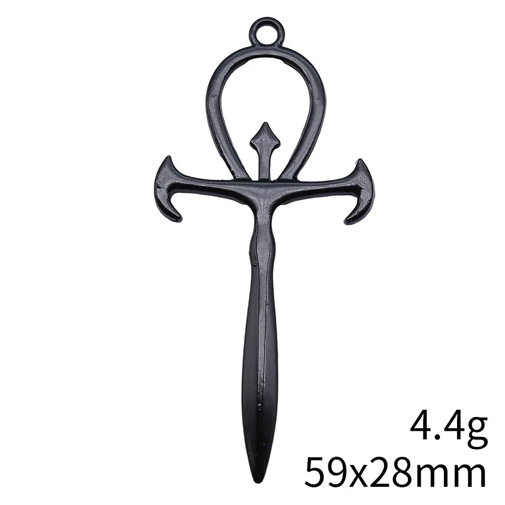 59x28mm 4.4g Multicolor Zinc Alloy Gothic Cross Charm Pendant for DIY Necklace Bracelet Making