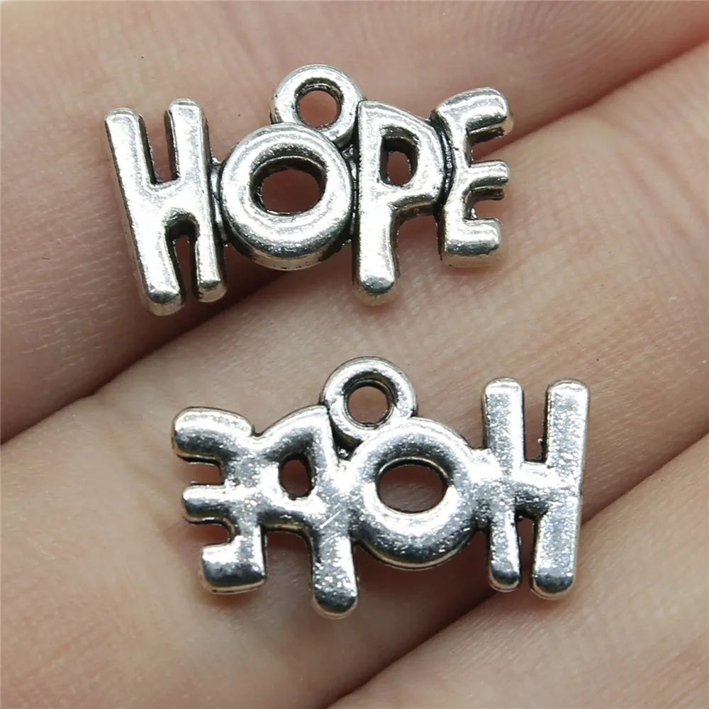 19x12mm 1.3g Antique Silver Zinc Alloy Hope Word Charm Pendant for Necklace Bracelet DIY Jewelry