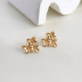 Matte Copper Osmanthus Flower Stud Earrings For Women, Elegant Minimalist Commuter Jewelry