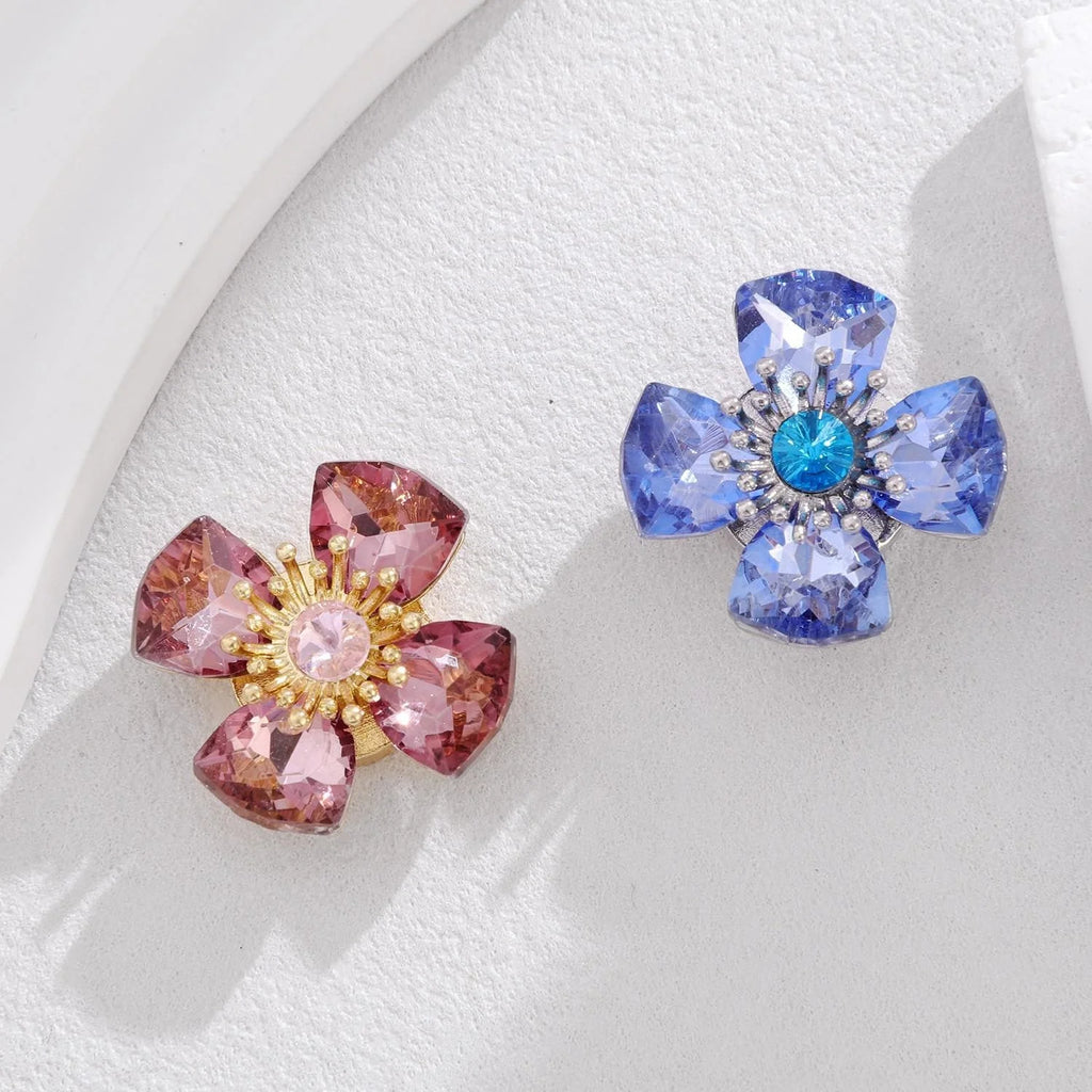 Elegant 3D Pink Crystal Flower Magnetic Brooch, Alloy Rhinestone Lapel Pin Corsage For Suits And Gifts