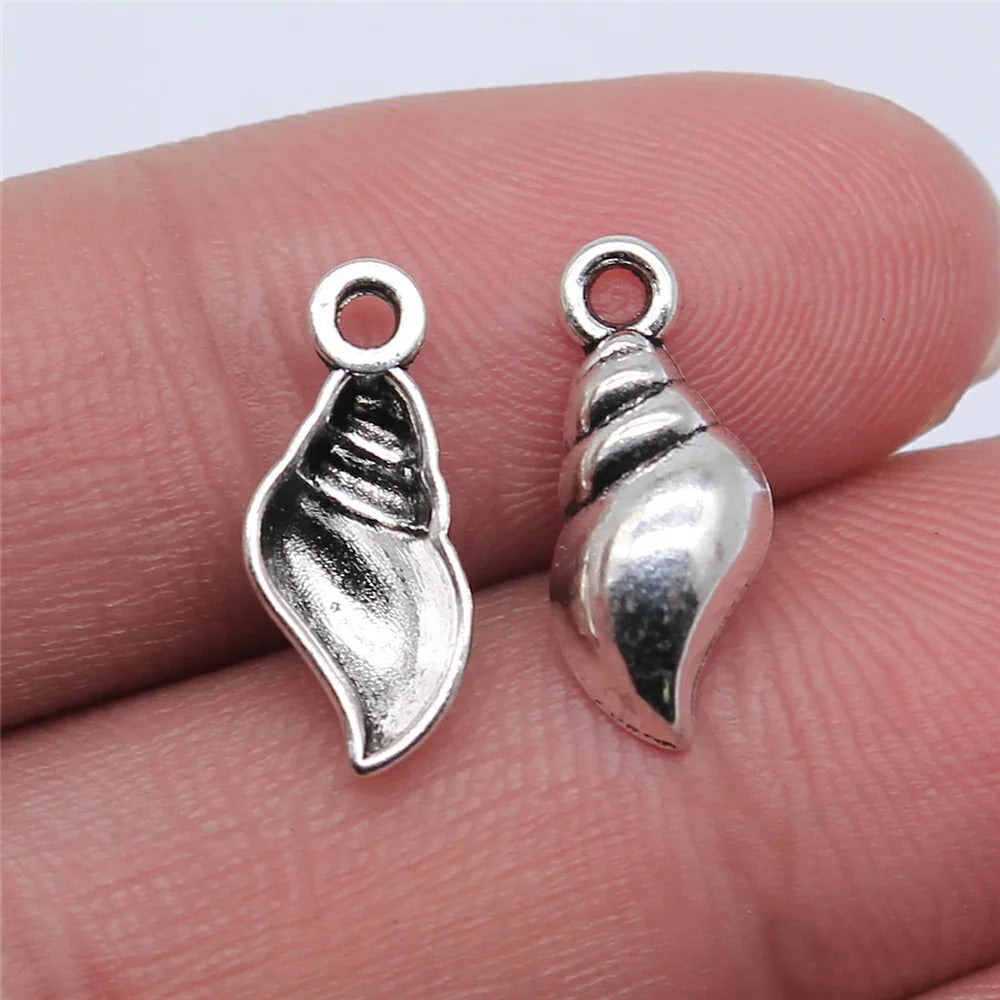 16x17mm 0.4g Antique Silver Zinc Alloy Conch Shell Charm Pendant for DIY Ocean Jewelry Making