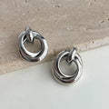 14K Gold Plated Copper Geometric 3D Rope Knot Drop Earrings For Elegant Office Style