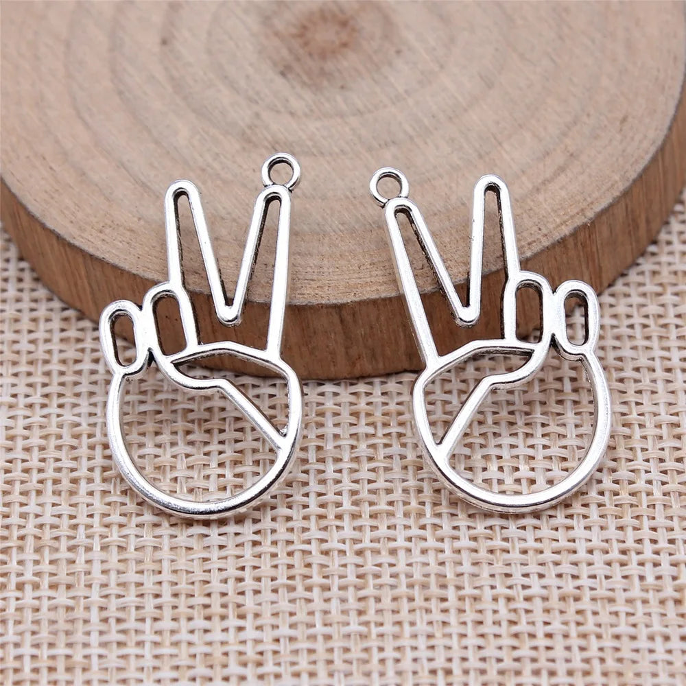 17x31mm 1.8g Antique Silver Zinc Alloy Hollow Yeah Hand Gesture charm pendant for DIY jewelry making