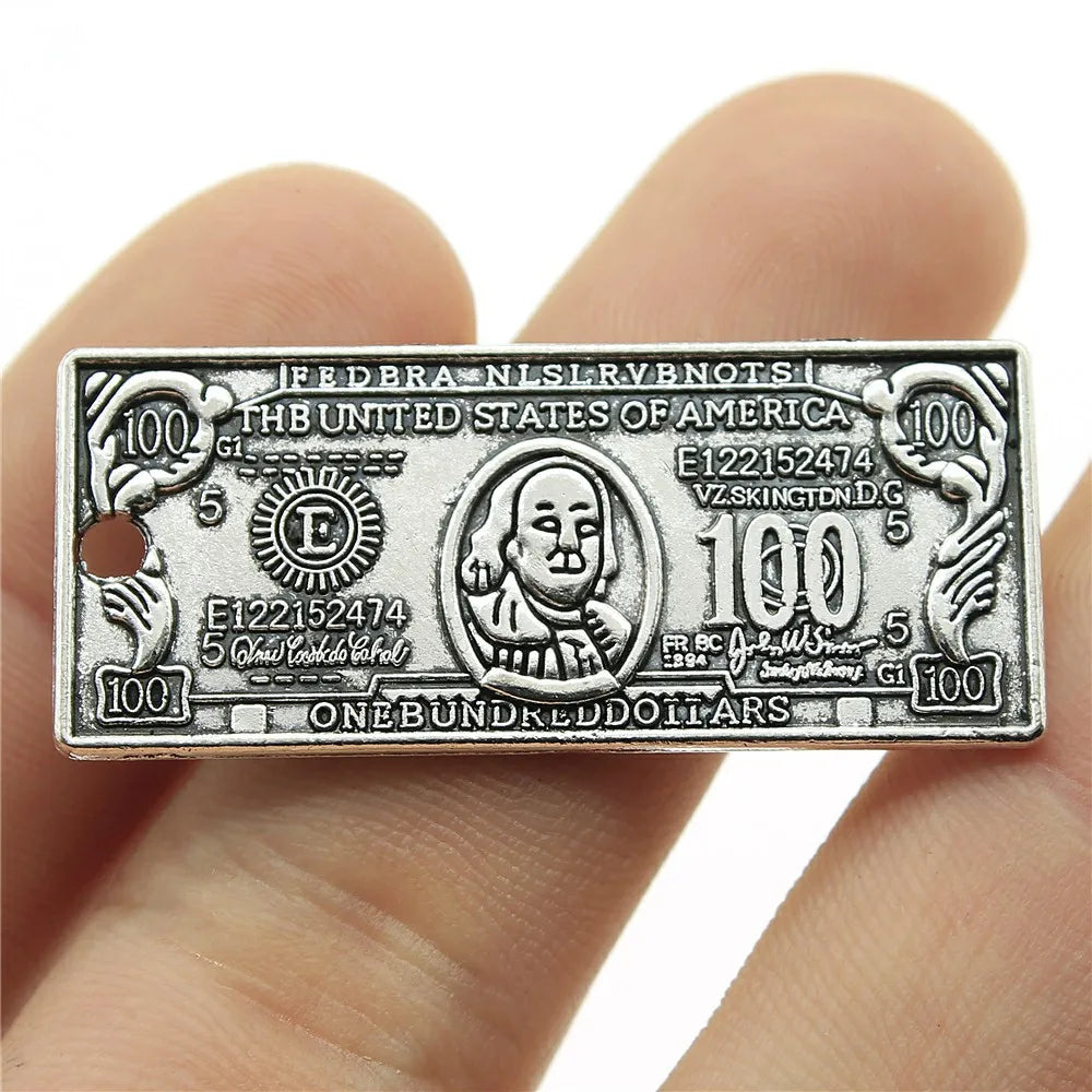 42x18mm 3.8g Antique Silver Zinc Alloy US Dollar Charm Pendant for DIY Necklace Bracelet Jewelry Making