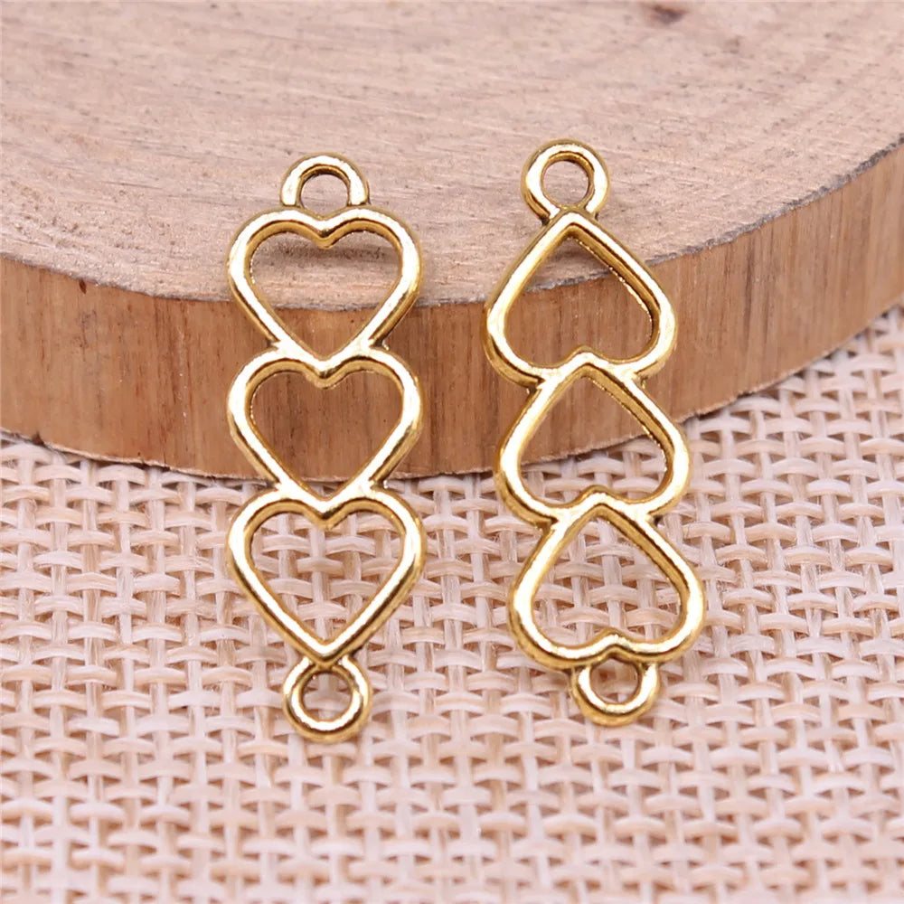 24x8mm 0.7g Multicolor Zinc Alloy Hollow Heart connector charm for DIY bracelet making