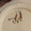 2025 New Chinese Vintage Handmade Natural Stone Geometric Tassel Drop Earrings For Women