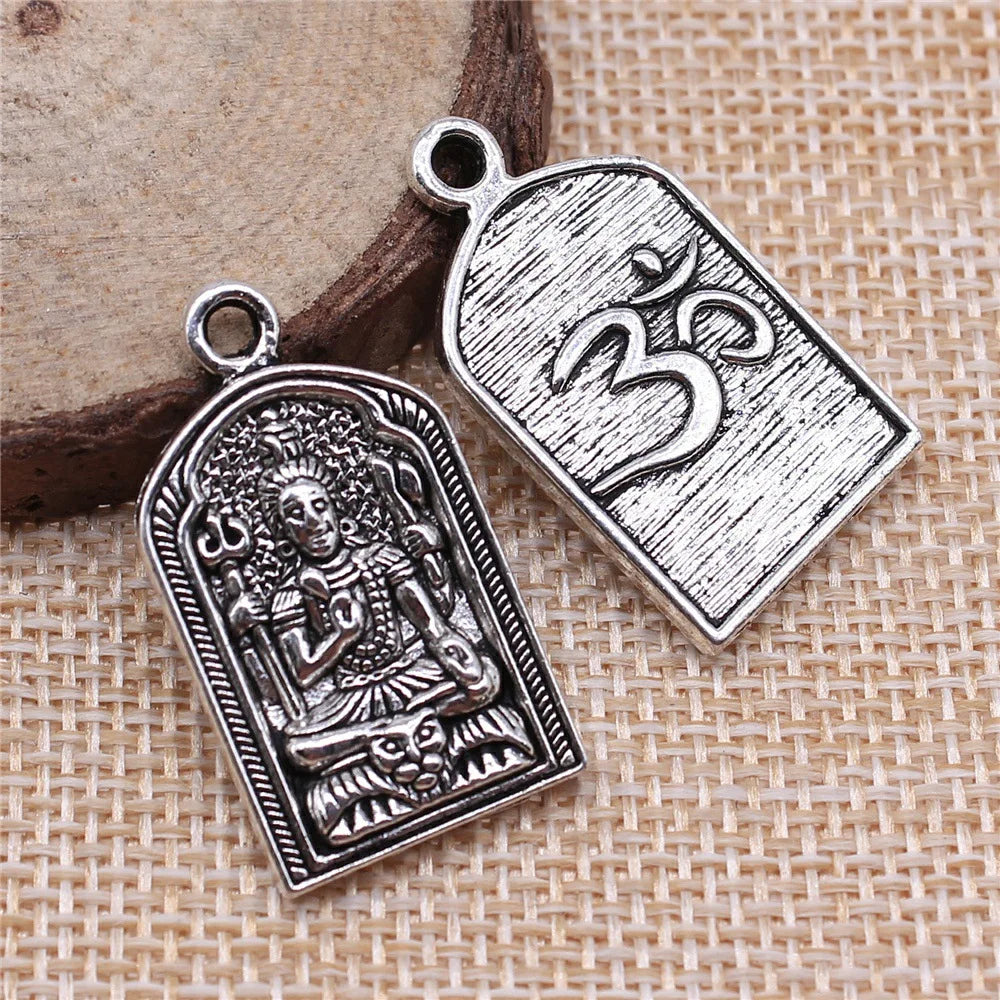 31x17mm 5.8g Antique Silver Zinc Alloy Yoga Deity Tag Charm Pendant for DIY Necklace Bracelet Jewelry