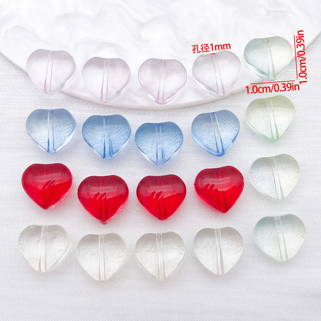 Colorful Glass Small Heart Loose Beads for DIY Phone Strap Bracelet Keychain Jewelry