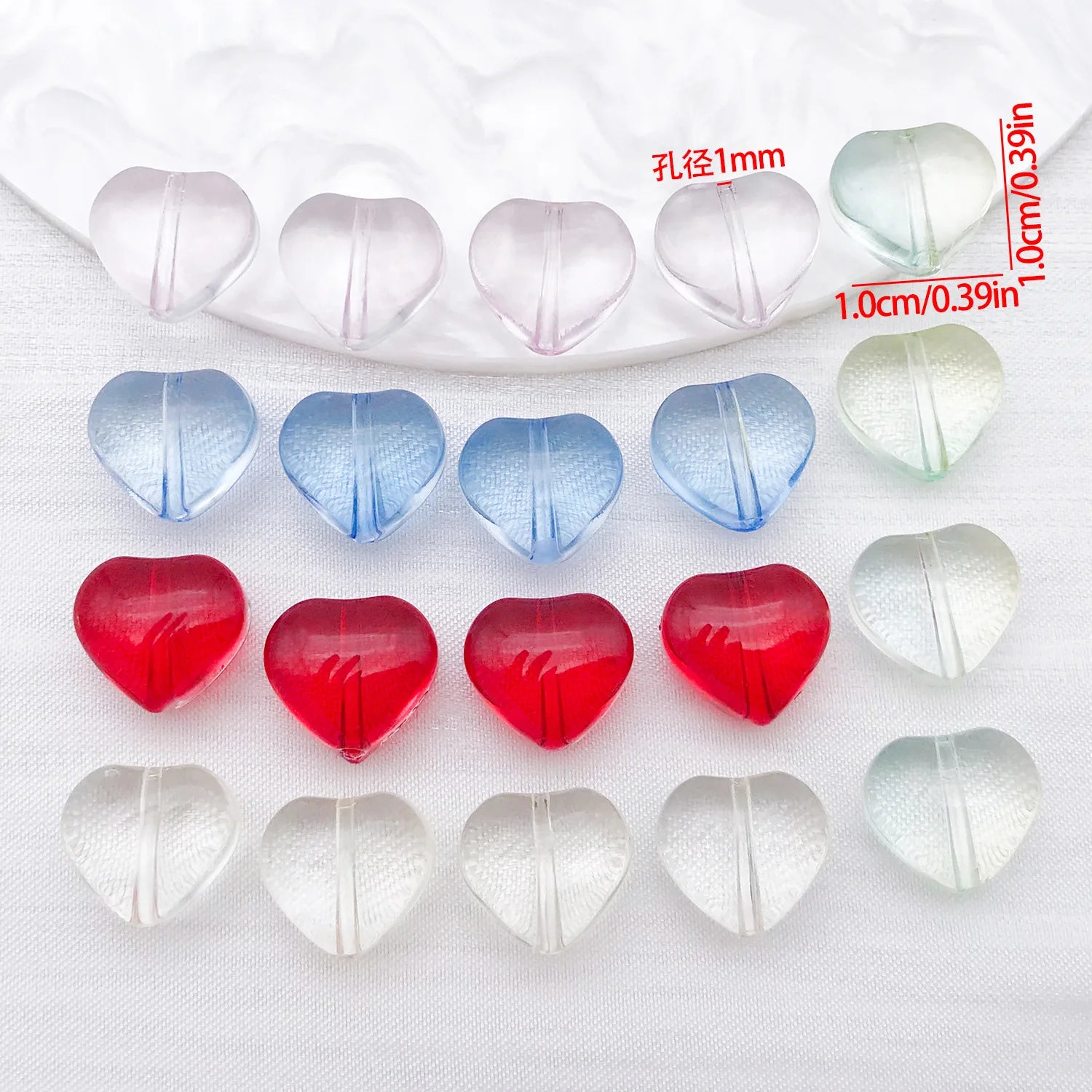 Colorful Glass Small Heart Loose Beads for DIY Phone Strap Bracelet Keychain Jewelry
