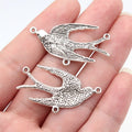 37x21mm 2.6g Antique Silver Zinc Alloy Swallow Connector Charm for Necklace Bracelet Making