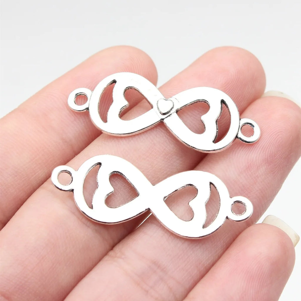 36x13mm 1.9g Antique Silver Zinc Alloy Heart Infinity Connector Charm for Bracelet Jewelry Making