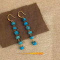 Ethnic New Chinese Natural Stone Geometric Ring Tassel Drop Earrings Handmade Long Dangle Jewelry