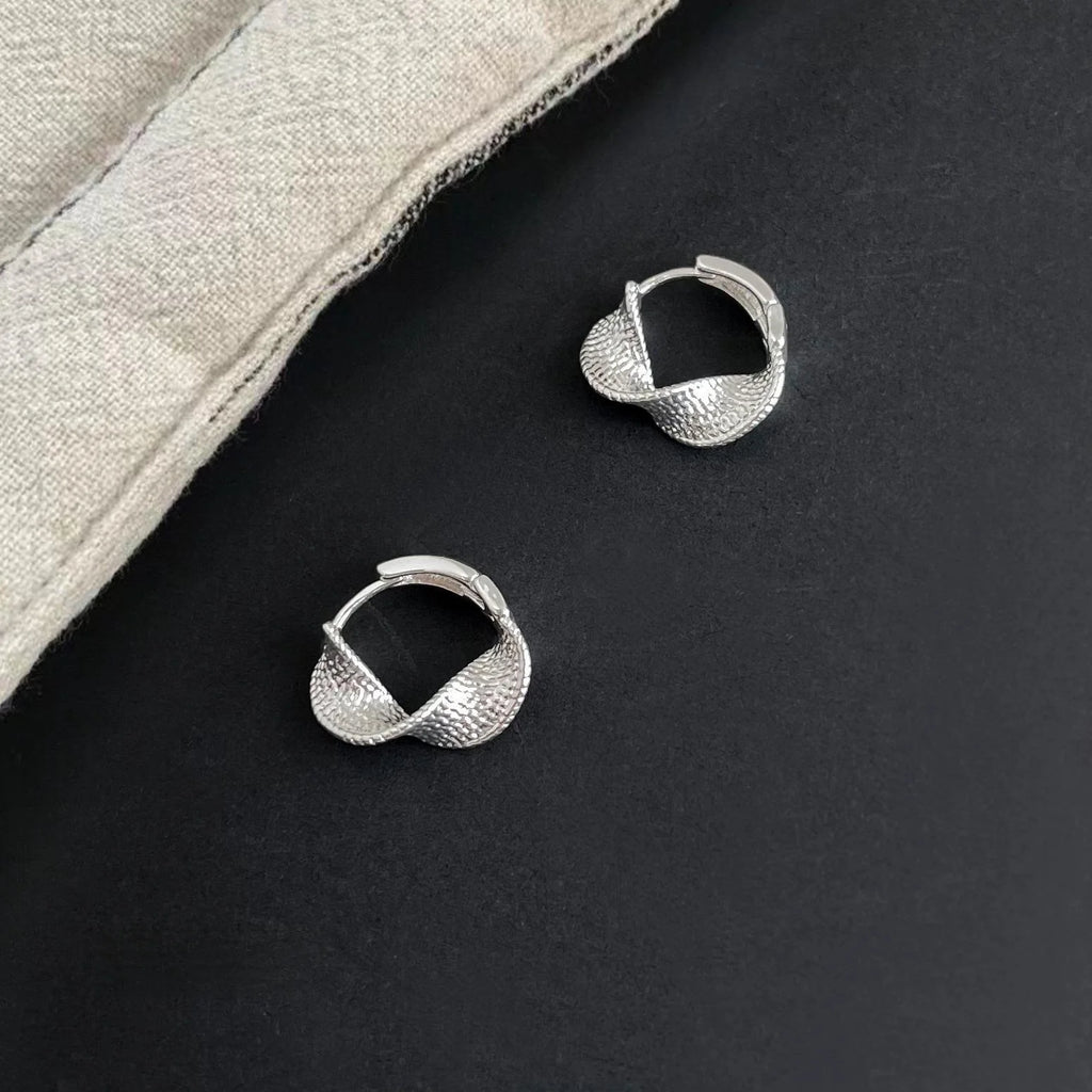 14K Gold Plated Copper Geometric Twisted Hoop Drop Earrings Light Luxury Office Jewelry