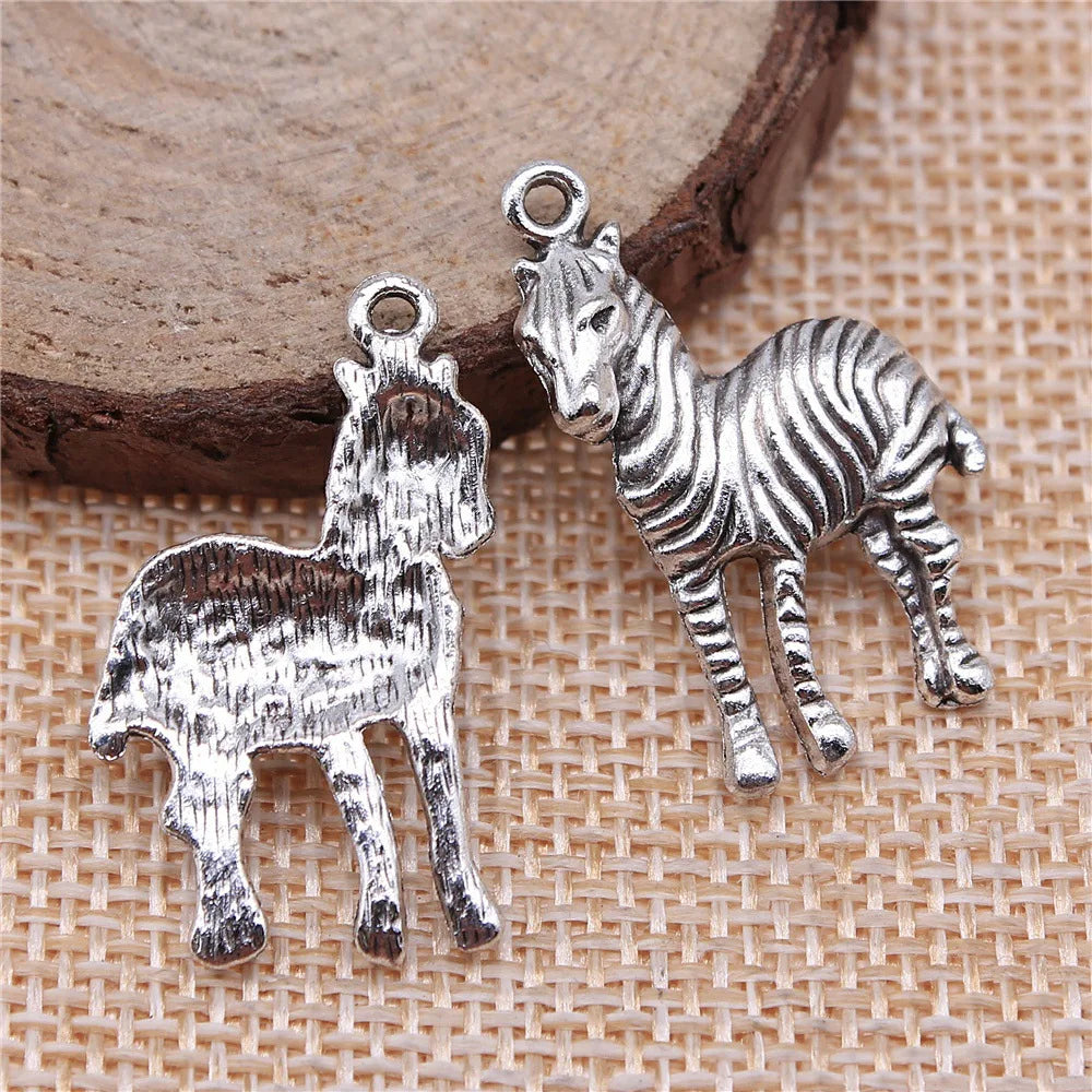 30x17mm 1.9g Antique Silver Zinc Alloy Zebra Charm Pendant for DIY Necklace Bracelet Jewelry Making