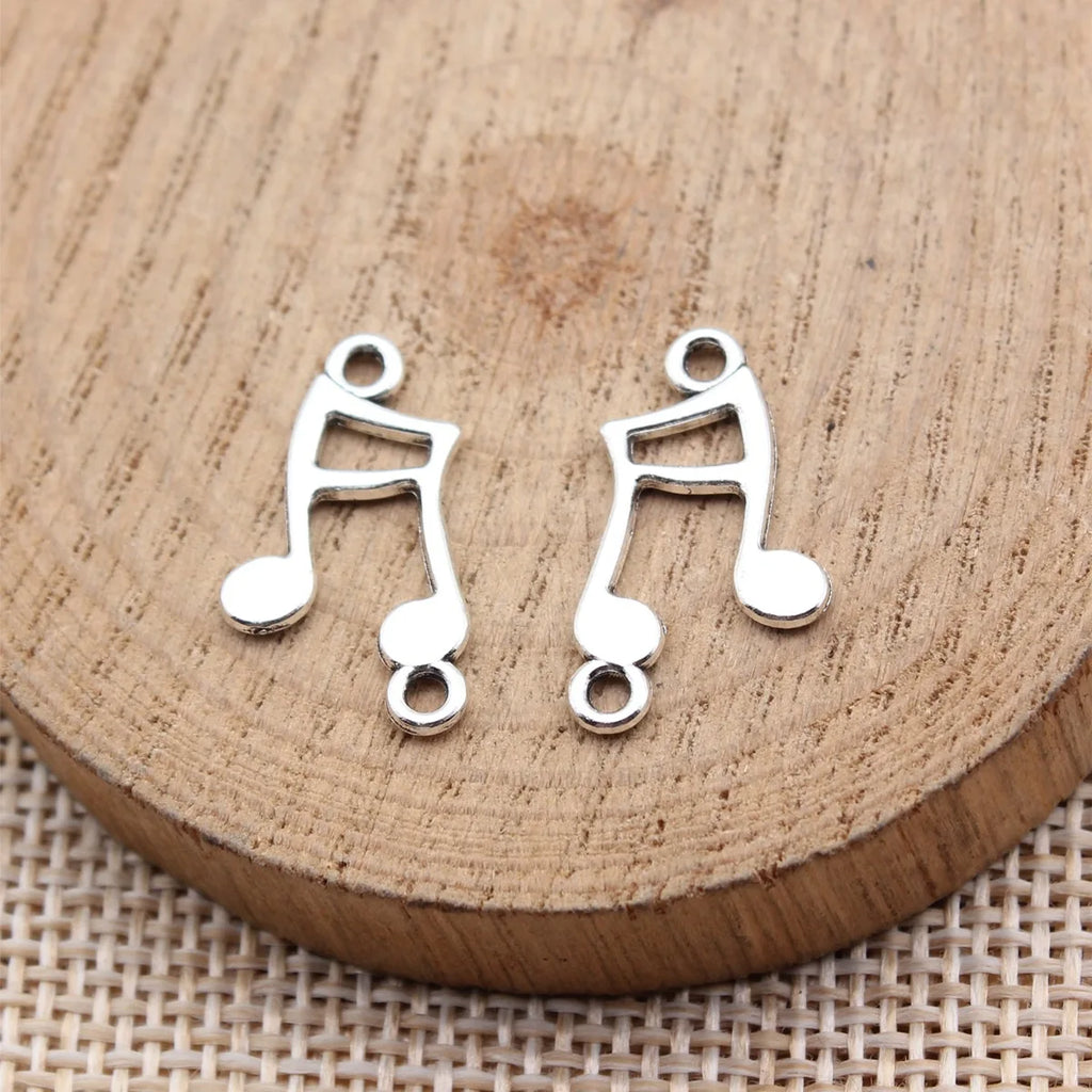 20x11mm 0.59g Antique Silver Zinc Alloy Music Note Connector Charm for DIY Bracelet Earrings Jewelry