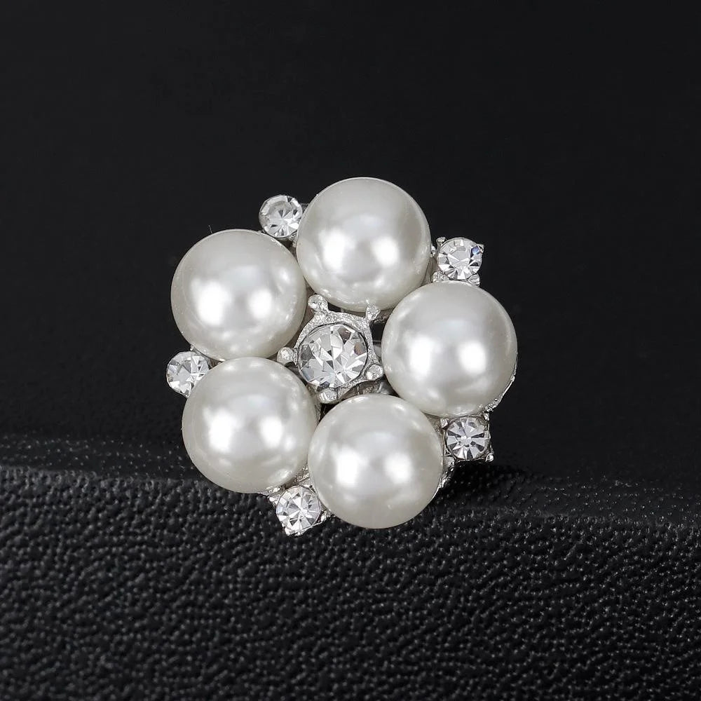 Elegant Pearl Flower Brooch With Rhinestone Accents, Luxury Lapel Pin Corsage For Women's Suit Gift