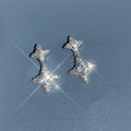 Eco-Friendly Copper Zircon Six-Point Star Tassel Drop Earrings Light Luxury Geometric Jewelry