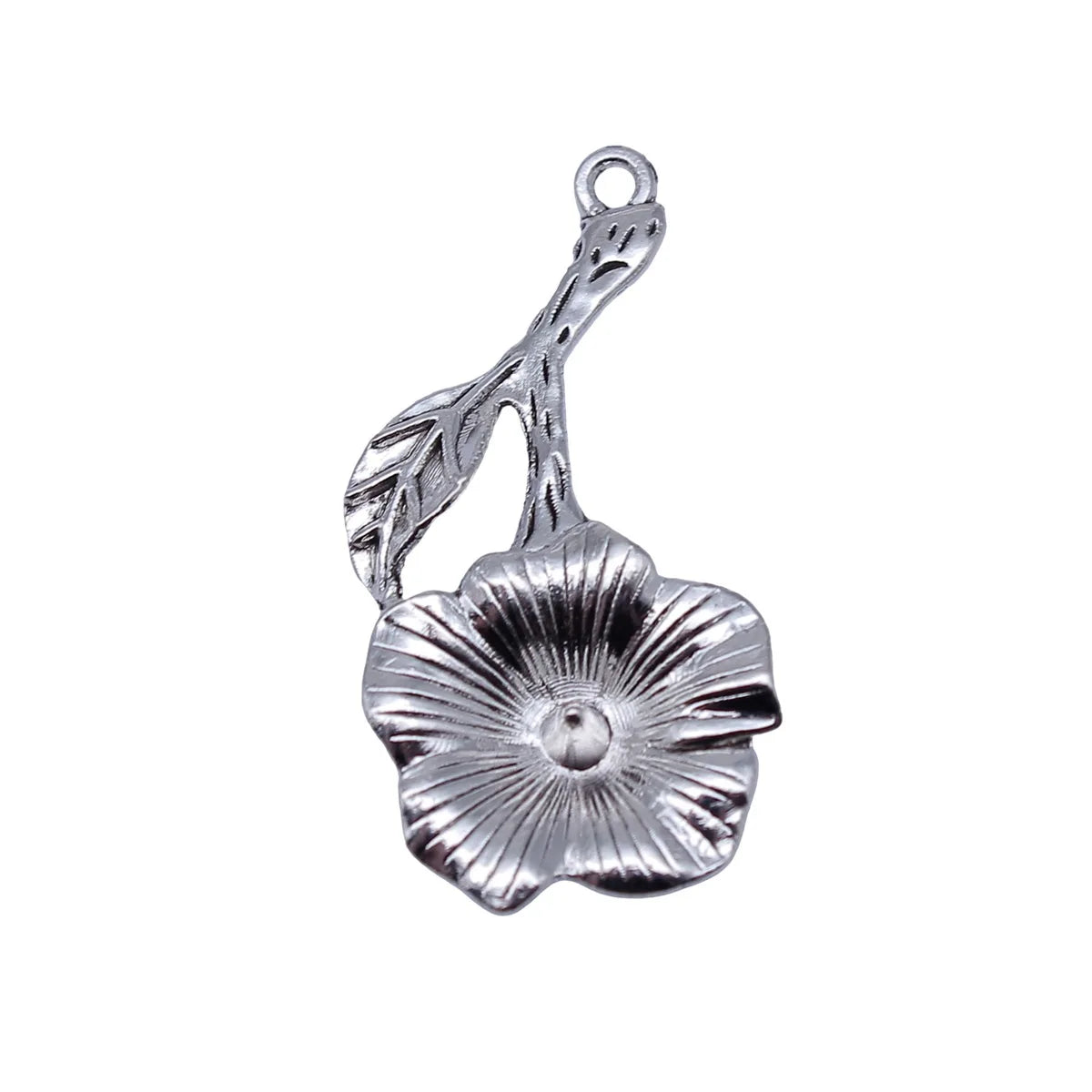37x19mm 2.6g Antique Silver Zinc Alloy Flower Charm Pendant for Necklace Bracelet DIY Jewelry