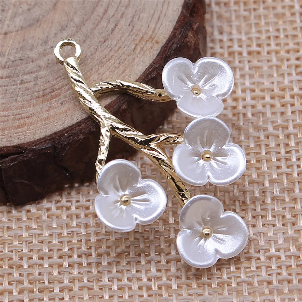 38x28mm 2.65g KC Gold Zinc Alloy Flower Branch Charm Pendant for DIY Necklace Bracelet Jewelry Making