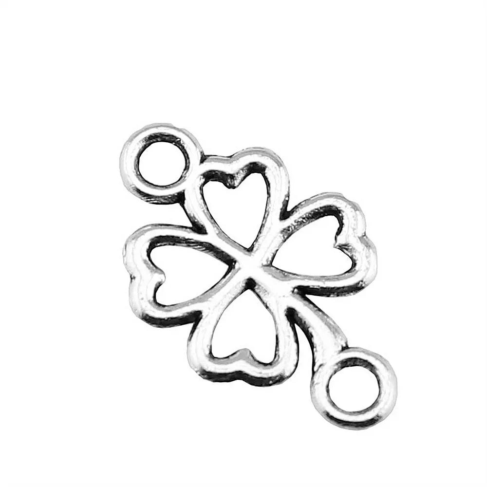20x12mm 0.6g Multicolor Zinc Alloy Four Leaf Clover connector charm for DIY bracelet necklace making