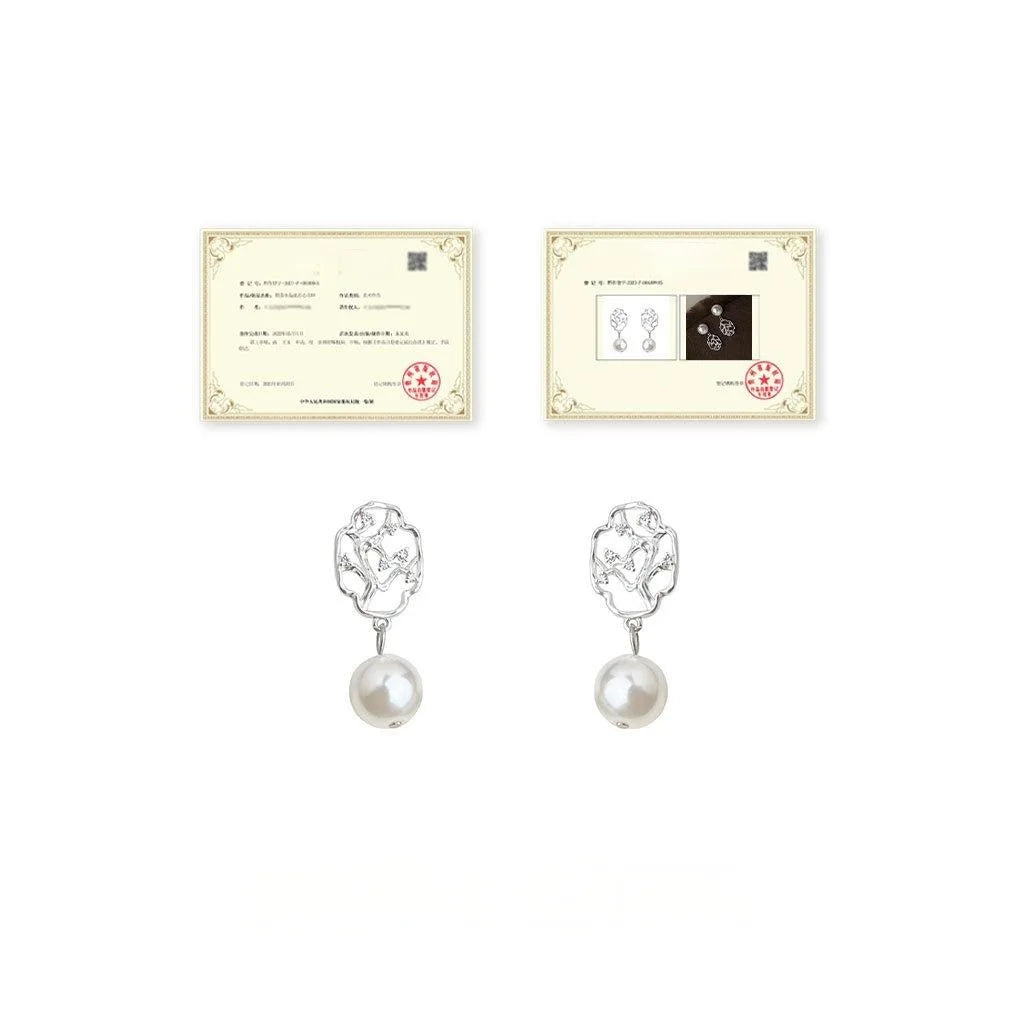 Vintage Chinese Style Plum Blossom Geometric Copper Drop Earrings