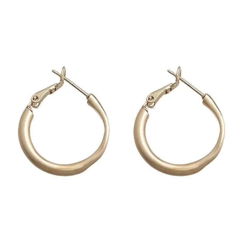 Matte Coffee Brown Copper Geometric Ring Drop Earrings Light Luxury Designer Style
