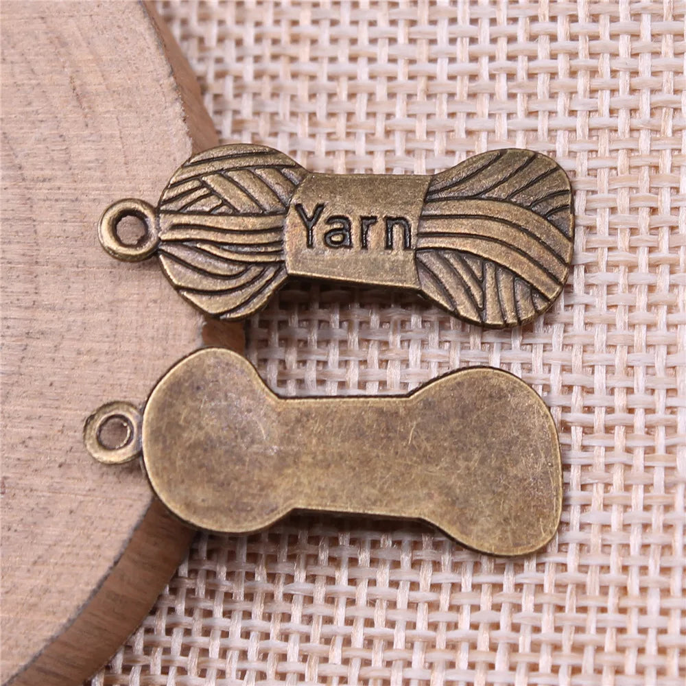 31x12mm 1.9g Multicolor Zinc Alloy Yarn Charm Pendant for DIY Knitting Theme Jewelry Making