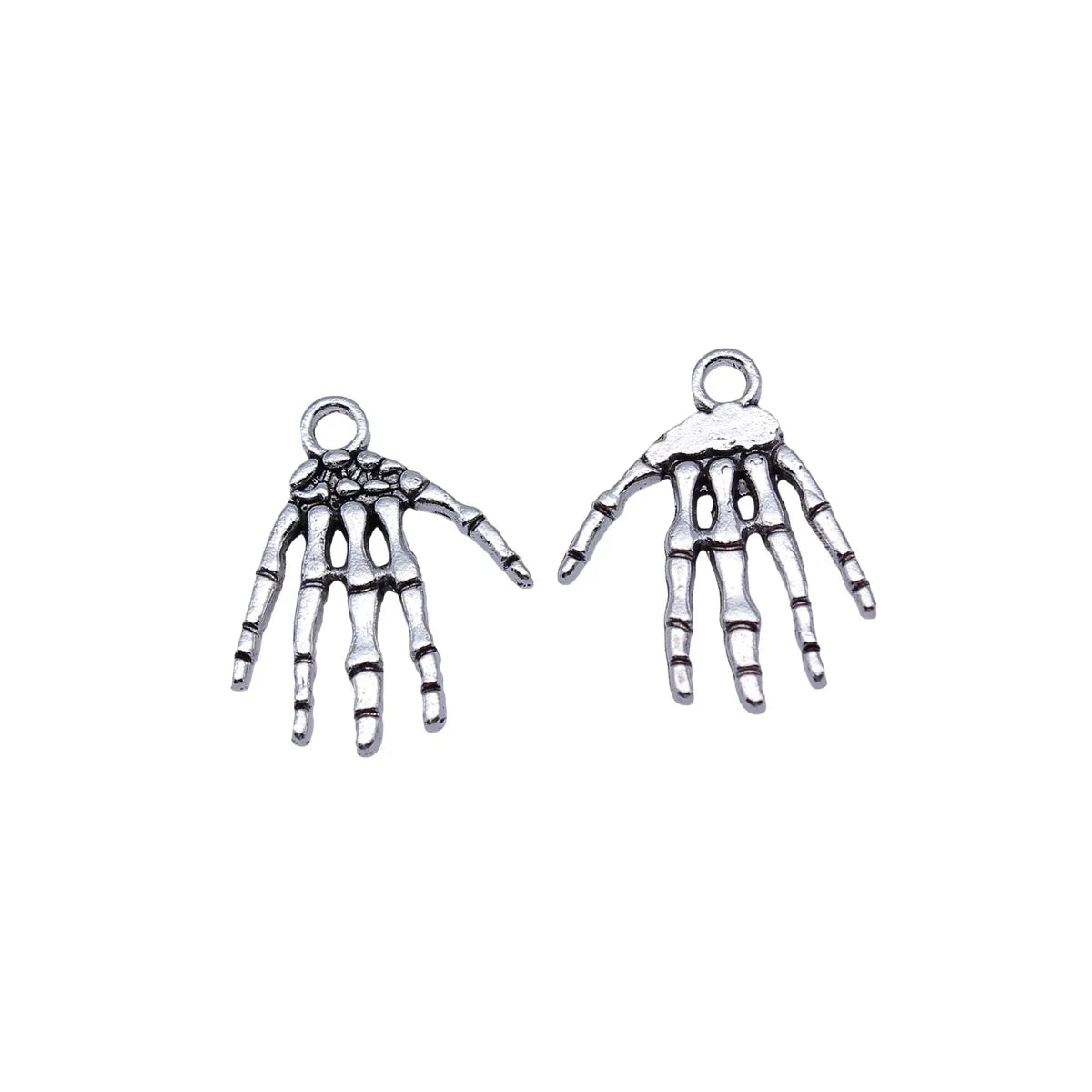 21x17mm 1.2g Antique Silver Zinc Alloy Skull Hand Charm Pendant for DIY Gothic Necklace Bracelet