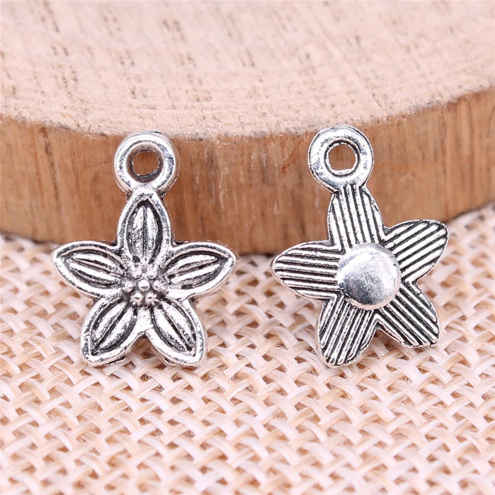 11x11mm 0.6g Multi Color Zinc Alloy Small Flower Charm Pendant for DIY Earrings Bracelet Making