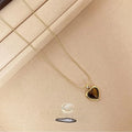 18K Gold Plated Tiger Eye Geometric Round Oval Pendant Necklace Vintage Clavicle Chain