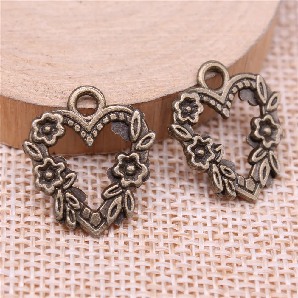 21x18mm 1.8g Multicolor Zinc Alloy Flower Heart Charm Pendant for DIY Necklace Bracelet Making