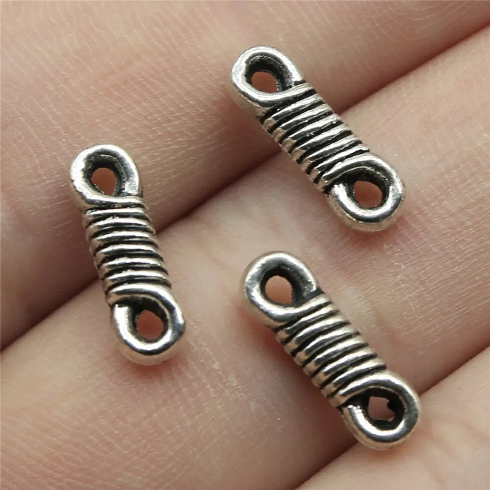 14x4mm 0.8g Antique Silver Zinc Alloy Twisted Rope Connector Charm for DIY Bracelet Jewelry Making
