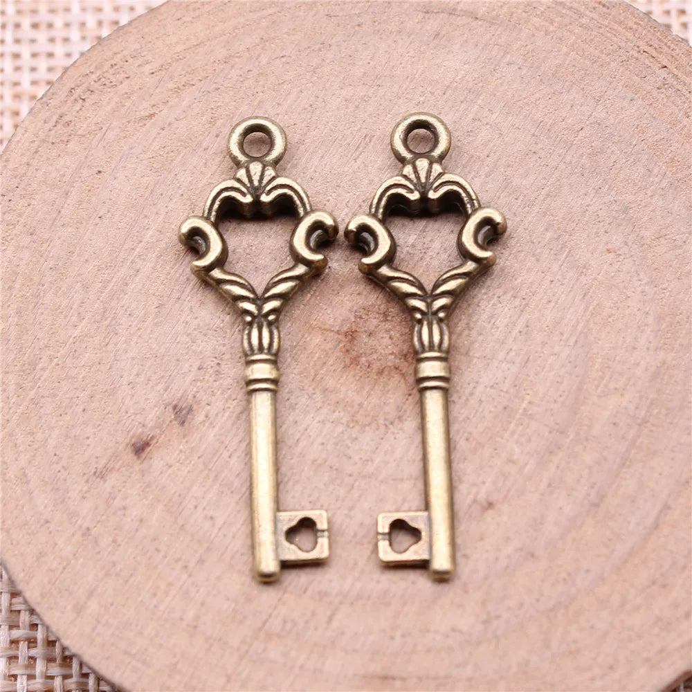 12x35mm 1.4g Multicolor Zinc Alloy Key Charm Pendant for Bracelet Necklace Keychain Making DIY