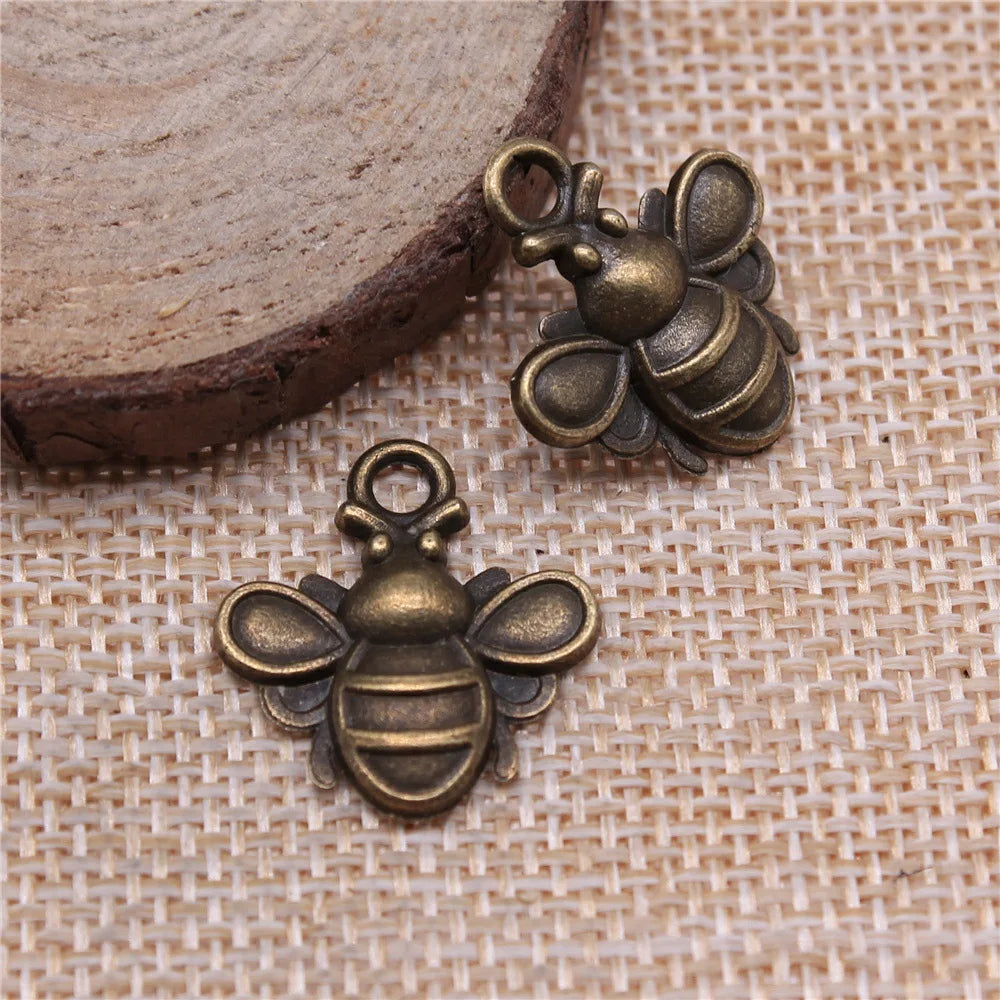 20x21mm 1.4g Zinc Alloy Bee Charm Pendant for DIY Necklace Bracelet Earring Jewelry Making