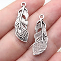 29x10mm 1.5g Antique Silver Zinc Alloy Feather Charm Pendant for DIY Necklace Earring Jewelry Making