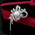 Elegant Bridal Flower Alloy Brooch With Pearl Rhinestone Zircon, Wedding Corsage Lapel Pin Suit Accessory