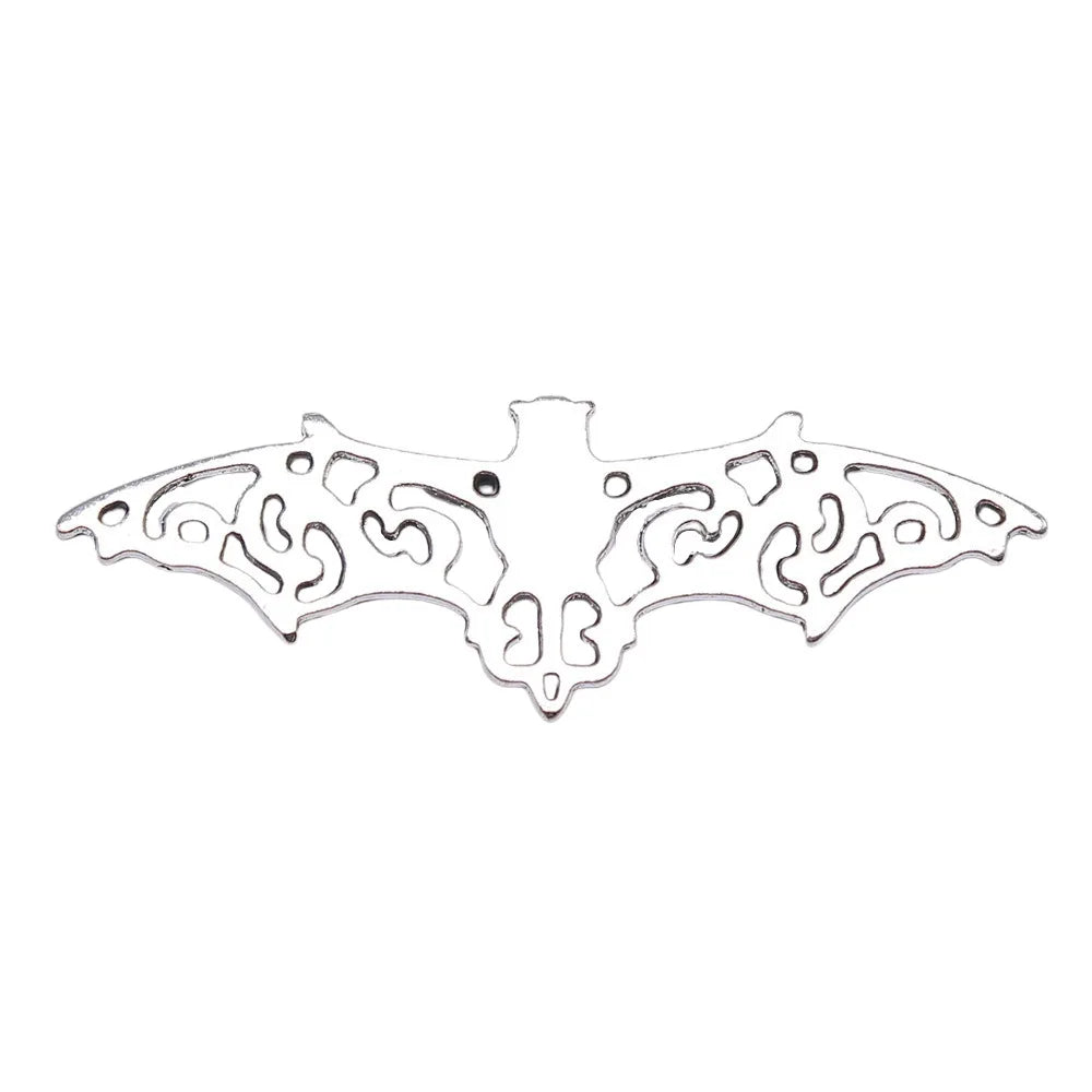 56x19mm 3.6g Antique Silver Zinc Alloy Bat Charm Pendant for DIY Halloween Jewelry Making
