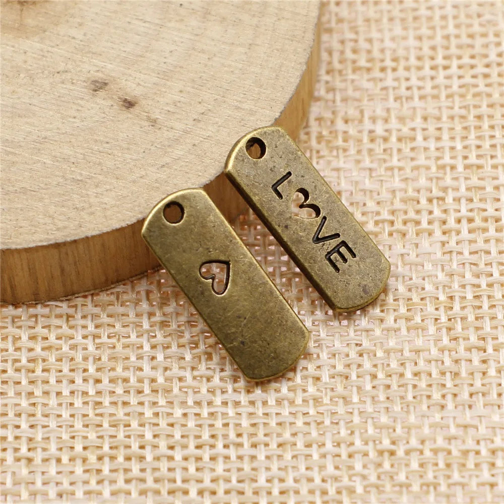 21x8mm 1.8g Zinc Alloy LOVE Word Tag Letter Charm Pendant for DIY Necklace and Bracelet Making