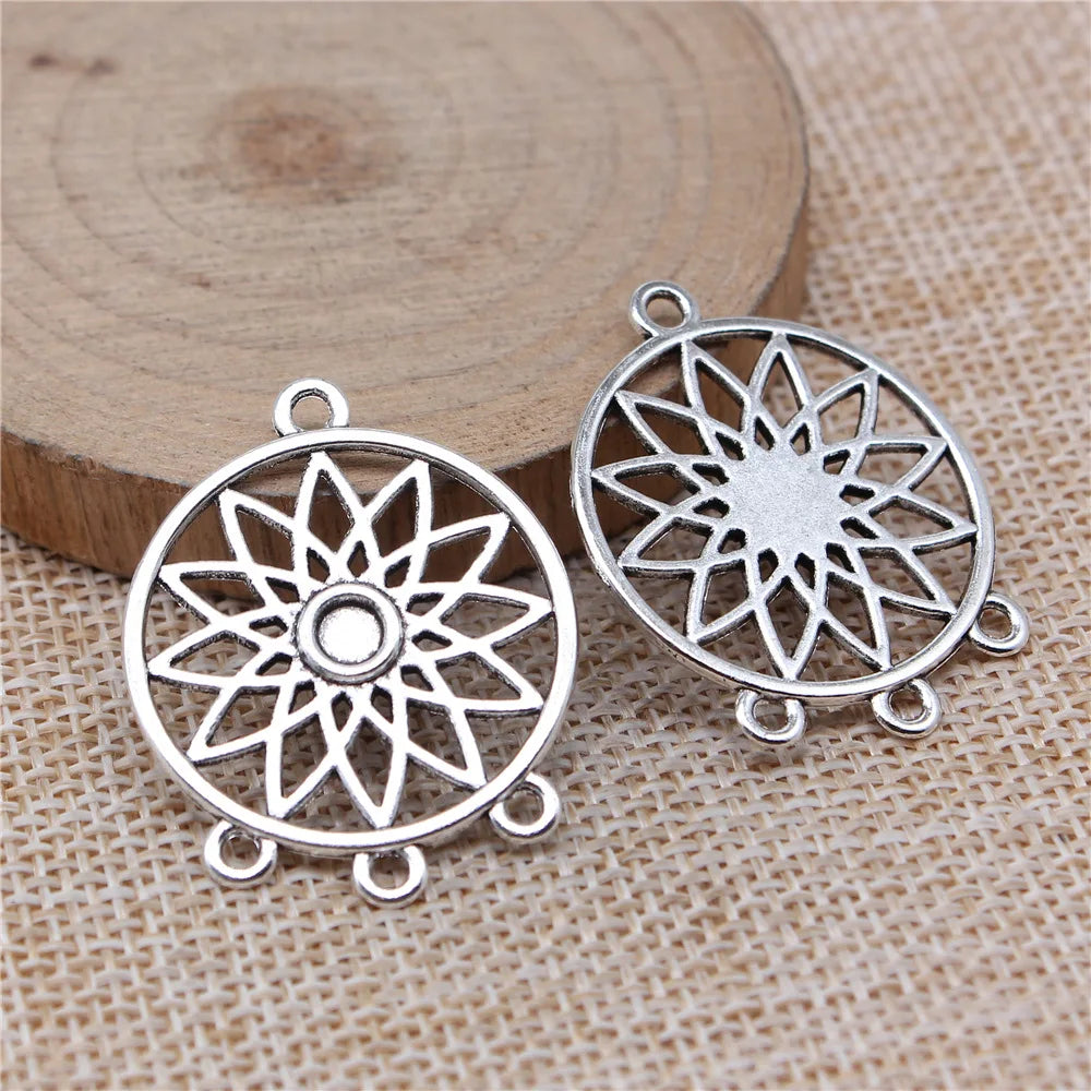 27x33mm 3.3g Multicolor Zinc Alloy Dreamcatcher Connector Charm for DIY Earrings and Jewelry Making