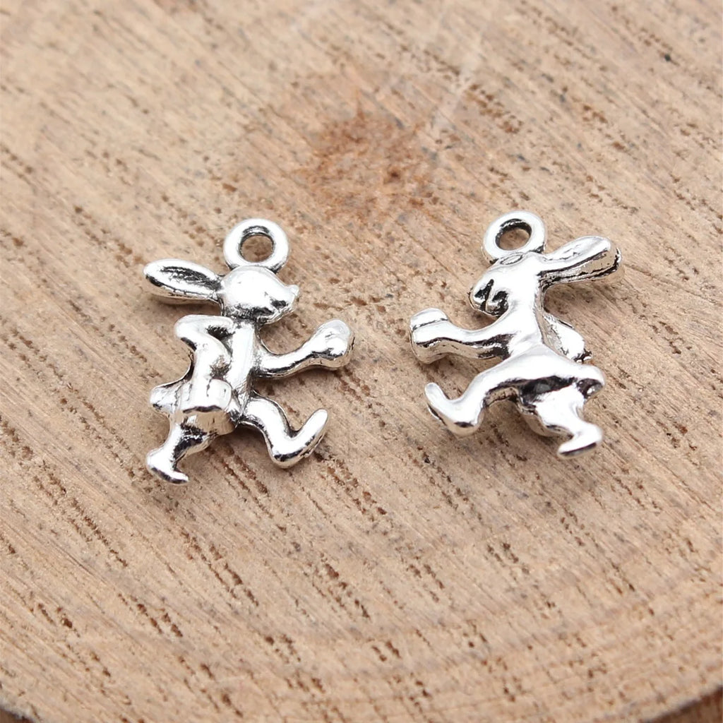 15x11mm 0.65g Multicolor Zinc Alloy Rabbit Charm Pendant for Earrings Bracelet DIY Jewelry Making