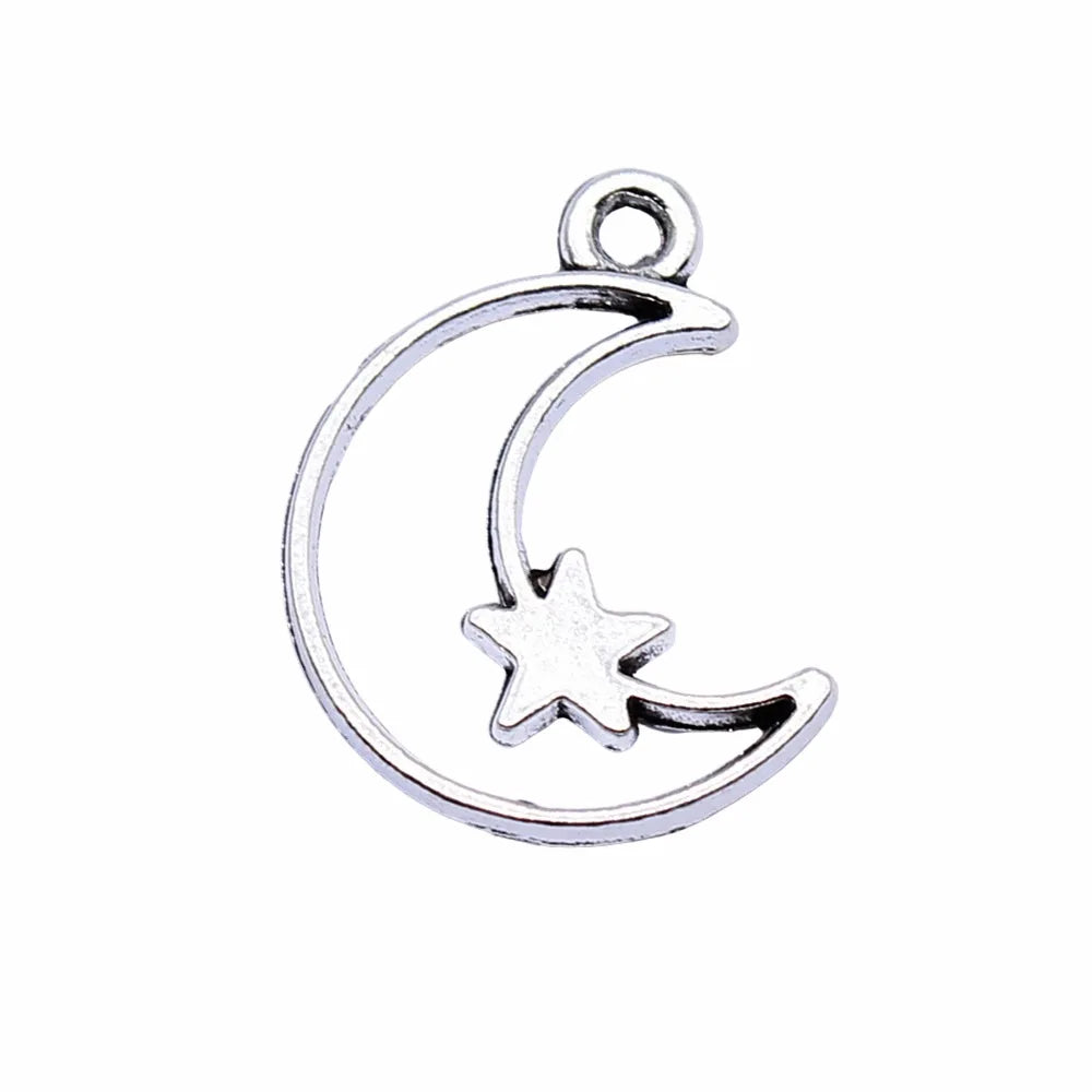 16x14mm 0.8g Multicolor Zinc Alloy Moon Star Charm Pendant for DIY Necklace Bracelet Jewelry Making
