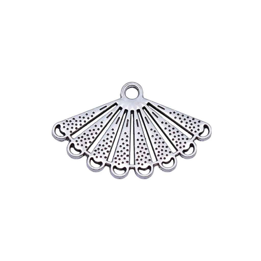 25.9x16.5mm 1.4g Antique Silver Zinc Alloy Fan Connector Charm for Bracelet Necklace Making