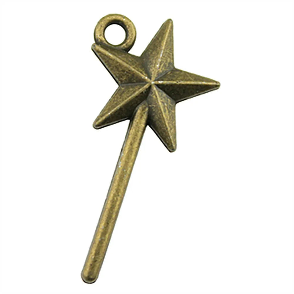 25x13mm 0.7g Multicolor Zinc Alloy Fairy Wand Magic Wand Charm Pendant for DIY Jewelry Making