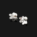 Elegant Pearl Brushed Alloy Petal Flower Stud & Clip On No Piercing Women's Fashion Earrings
