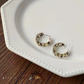 Korean Style Leopard Print Acrylic C Hoop Earrings With Silver Plated Pins