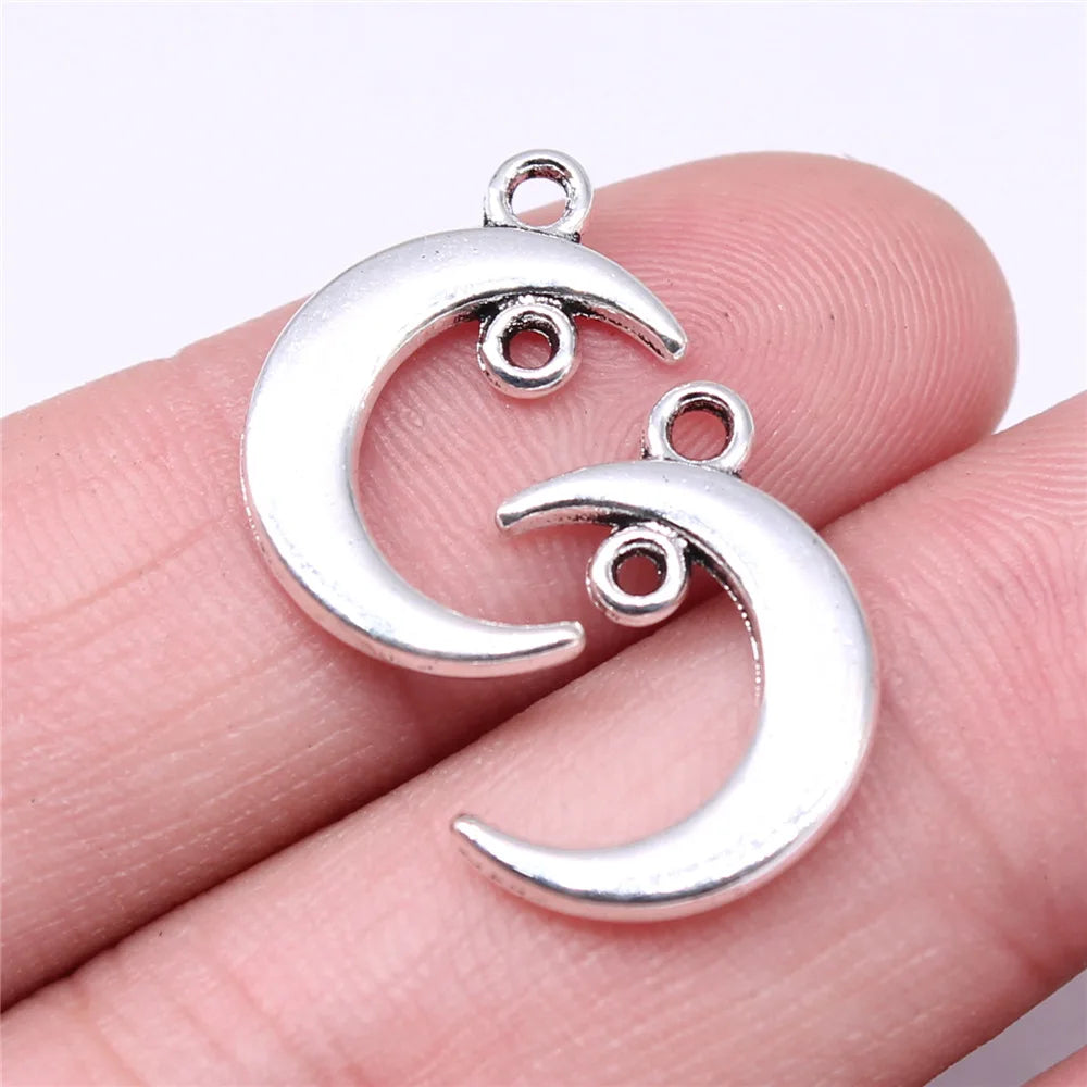 19x13mm 1.1g Antique Silver Zinc Alloy Moon Connector Charm Pendant for Necklace Bracelet DIY Jewelry
