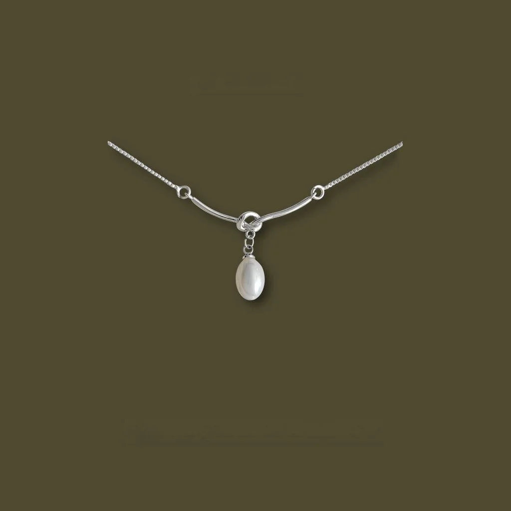 Gold Plated Copper Freshwater Pearl Rope Knot Choker Necklace for Women Elegant Minimalist Style