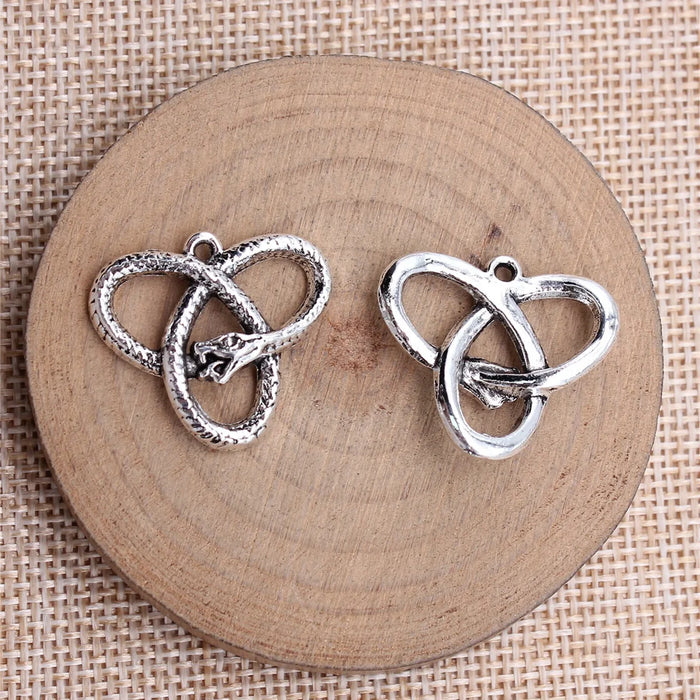 22x25mm 3.6g Antique Silver Zinc Alloy Ouroboros Triangle Knot Charm Pendant for DIY Jewelry Making