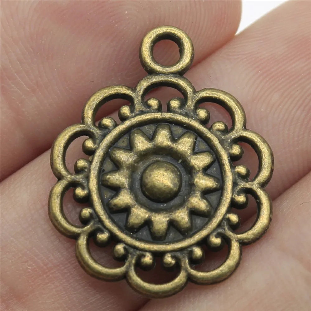 25x21mm 2.6g Multicolor Zinc Alloy Flower Filigree Charm Pendant for DIY Earrings Necklace Making