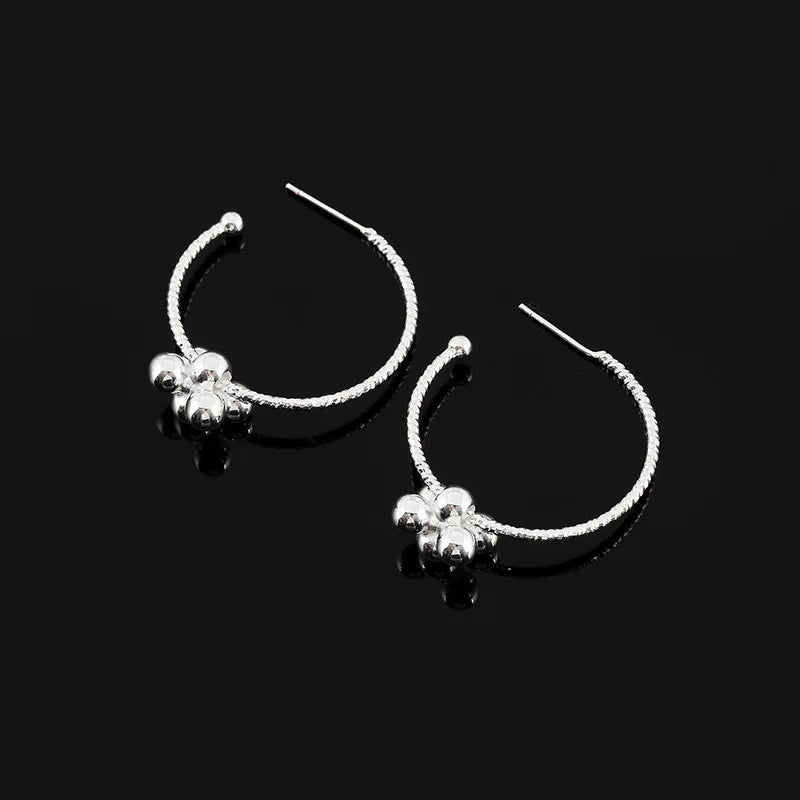 Elegant Silver Alloy Flower Ball Hoop Stud & Clip On No Piercing Spiral Disc Fashion Earrings